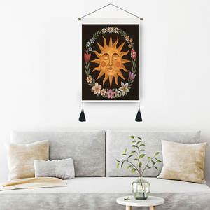 35*50cm kleine Büro Wandbehang Sonne Mond Blume Phase Tapisserie Sieben Chakra Buddha Yoga Makramee Wandt uch Decke mit Quaste - Product Image 2