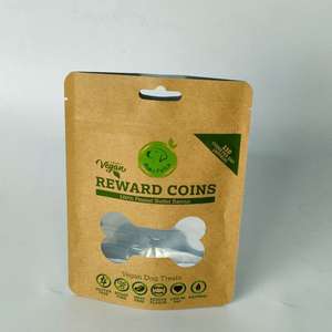 Custom Printed Stand-Up Ziplock Resealable Kraft Paper Pouch Plastic Packaging <b>Bags</b> With Clear Window for Pet <b>Dog</b> <b>Treats</b> Food - Product Image 2