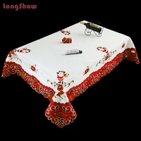 Nappe de Noël en tricot jacquard de luxe brodée de fleurs, réutilisable pour les banquets de fin d'année et la saison des fêtes