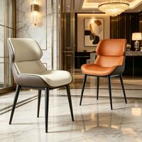 Ensemble de chaises de salle à manger en métal au design simple et luxueux contemporain et table de salle à manger avec revêtement en cuir pour la vente en gros de meubles de maison