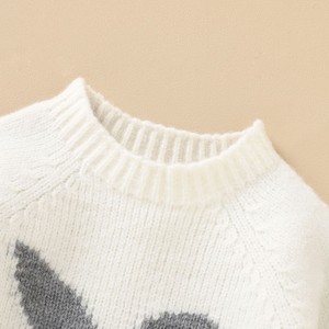 Pull en tricot pour garçons Zhan Ya, blanc cassé, en coton, manches longues, motif lapin, pull pour enfants, automne - Product Image 3
