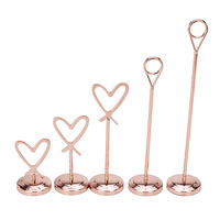 Porte-numéro de table rond en acier inoxydable pour décoration de mariage, avec pince photo et support de carte de placement, pince à notes