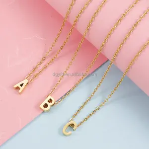 Mini Name Initials Necklace Women Personalized 18K Gold Necklace A-Z Letter Bead Necklaces