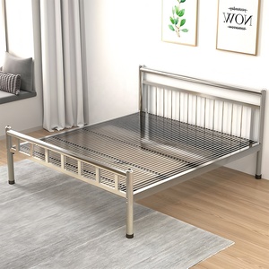 Lit Robuste en Acier Inoxydable, Mobilier Métallique Simple et Double, Lits King et Queen en Acier Inoxydable pour Chambre, Auberge, Hôtel et Appartement - Product Image 2