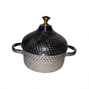 Exclusive Quality Stainless Steel Hammered Hot Pot With Gold Knob Wedding Serving Casserole Dish Hot Pot - Product Image 1