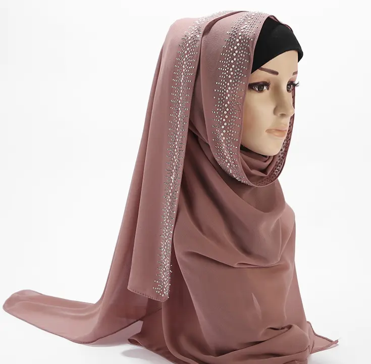 Y-F vente en gros confortable fantaisie moderne hijab sexy femmes strass niqab écharpe