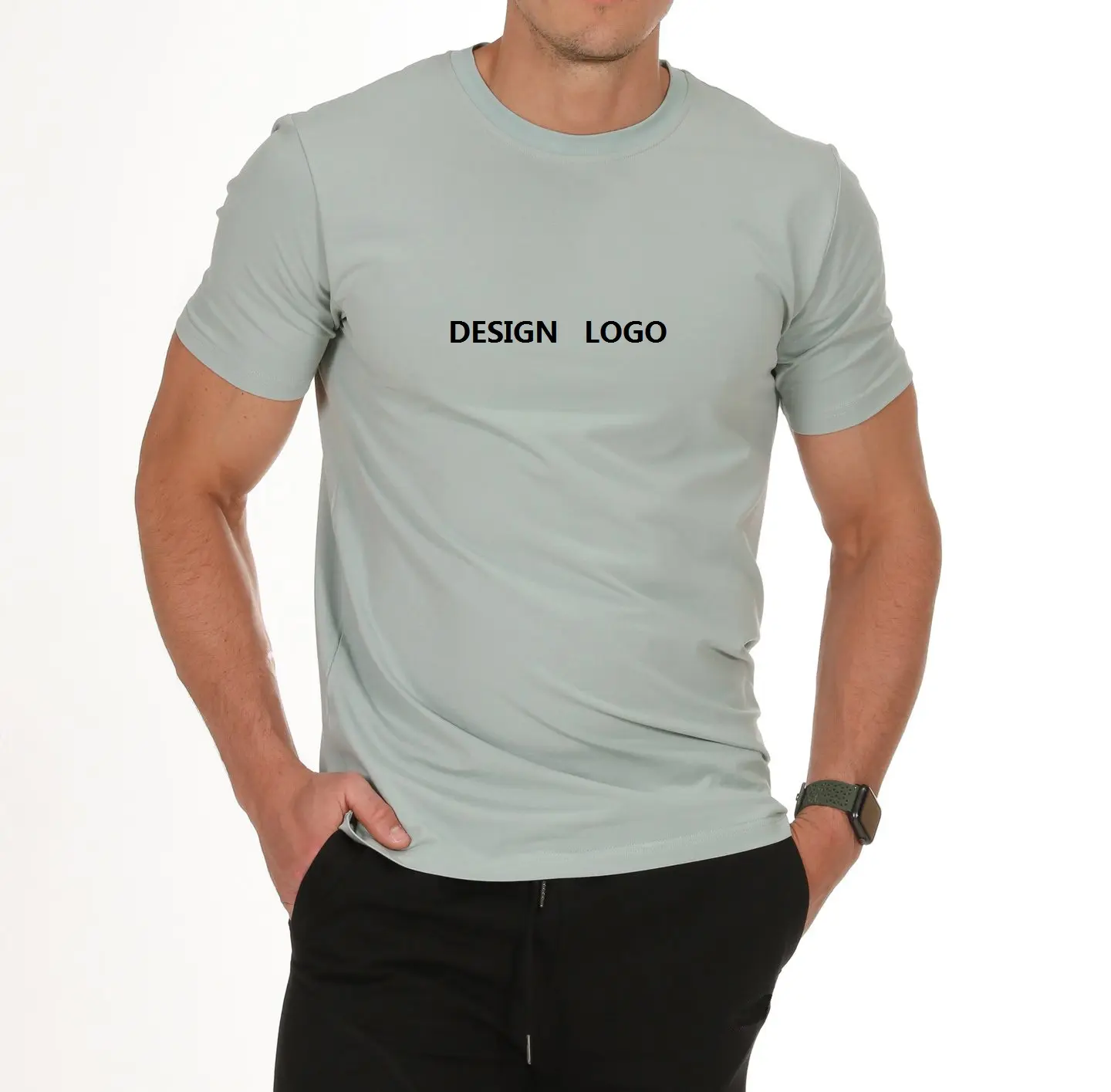 Camisa de fitness masculina, fitness, 97 algodão, 3, spandex, camisas bordadas, logotipo personalizado, fitness