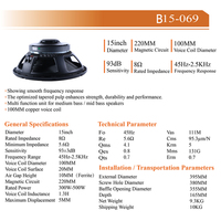 bQP15-069 Loudspeaker 15 inci peralatan audio suara 100mm voice coil subwoofer pasif sistem speaker line array outdoor horn