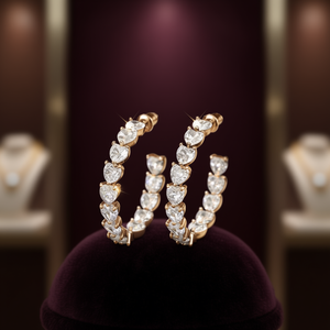 Orecchini a Cerchio di Lusso a Forma di Cuore con Cristalli, Placcati in Oro 18K, Gioielli da Donna per Uso Quotidiano con Incastonatura a Griffe - Product Image 2