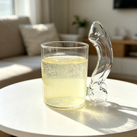 Mug en verre transparent à poignée originale, tasse à boire créative, décoration de bar personnalisée pour la maison