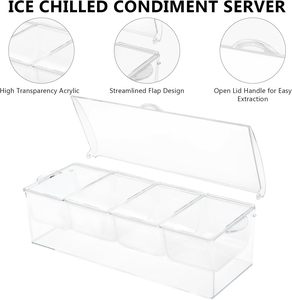 Contenedor Grande de Plástico Refrigerado para Condimentos con 5 Recipientes para Conservación de Frescura, Ideal para Bares y Fiestas - Product Image 3