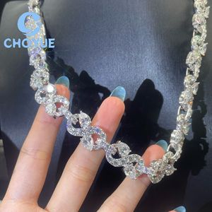 New Design 925 Silver 13MM Moissanie Cuban Link Chain Pear Cut Mix Round Cut Iced Out Jewelry <b>Infinity</b> Link Chain with GRA - Product Image 5