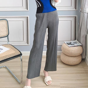 Pantalones de Pierna Ancha de Poliéster 100% con Cintura Elástica Plisada, Estilo Coreano, Casuales y Elegantes, Color Rosa Claro, para Mujer, de PY Fashion Design - Product Image 4