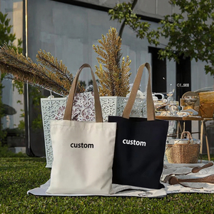 Sac fourre-tout en toile de calicot bio réutilisable et écologique avec fermeture éclair longue, personnalisable avec logo, faible MOQ, recyclé, pour courses - Product Image 3