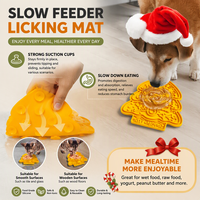 Tapis à lécher pour Noël NicePets |   Mangeoire lente en silicone avec ventouse anti-étouffement |   Cadeau de Noël pour chien et chat, tapis à lécher