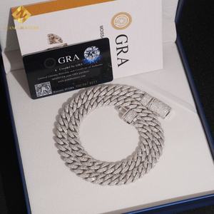 Nuevo Producto de Moda, Cadena de Plata de Ley 925, Cadena Cubana con Eslabones de 12 mm, Moissanita VVS, Joyería Hip Hop con Incrustaciones de Diamantes, Certificado GRA - Product Image 2