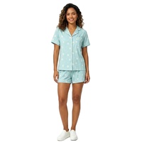 Ensemble de pyjama pour femmes à imprimé floral, chemise boutonnée à manches courtes et short, vêtements de nuit décontractés et doux pour la maison, vêtements de détente, logo personnalisé pour la vente en gros