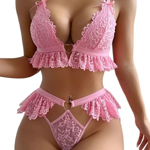 Lencería Sexy de Encaje Transparente de Tres Piezas para Mujer, sin Cintura Baja, con Espalda Descubierta - Product Image 4