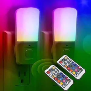 LOHAS Lampe de lit Veilleuse RVB à changement de couleur Mini veilleuse LED 1W à économie d'énergie Veilleuse pour enfants avec télécommande