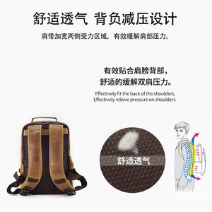 AndoBag - Mochilas para Portátil de Cuero Vacuno Genuino de 15.6 Pulgadas para Hombre, Bolso de Hombro de Cuero Crazy Horse para Viajes, Bolso de Mano de Gran Capacidad para el Trabajo, 1362 - Product Image 6