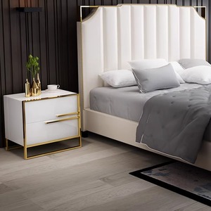 Hiện đại màu trắng rắn gỗ Bàn Cạnh Giường ngủ thiết kế đơn giản có thể điều chỉnh chuyển đổi tính năng Bảng điều khiển phong cách cho căn hộ phòng ngủ - Product Image 2