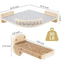 Étagères d'angle murales de luxe modernes pour chat avec 3 marches, lit mural en peluche pour chats de grande taille à Noël