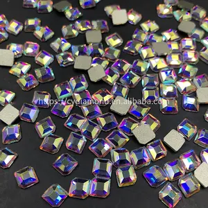 Shiny AB Crystal Diamond Square Shape 3D Nail Rhinestone For Nail Decoration