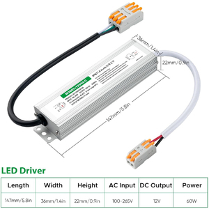 ไดร์เวอร์ LED 60 วัตต์ 24V DC <span class=keywords><strong>หม้อแปลง</strong></span>ไฟฟ้าแรงดันต่ำ กันน้ำ IP67 แหล่งจ่ายไฟ LED, อะแดปเตอร์พร้อมปลั๊ก 3 ขา สายยาว 3.3 ฟุต - Product Image 2