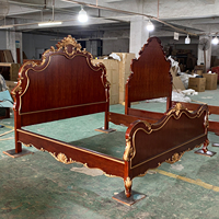 Cadre de lit king-size de style américain de luxe, lit double en bois massif sculpté à la main, ensemble de meubles de chambre à coucher de style antique