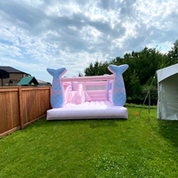 Château gonflable géant en PVC rose pastel pour mariage, avec toboggan, certifié CE, garantie 5 ans