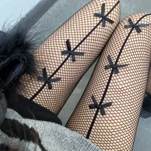 Velsatis yeni moda seksi olgun siyah Bow-knot Fishnet Stocking kadın japon ipek tayt külotlu çorap