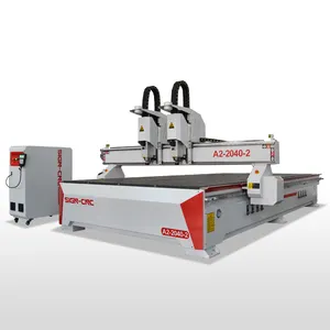 Doppelkopf Holz CNC Router Maschine A2-2040-2 Modell mit 2000*4000mm heiße Größe für Holz/MDF-Verarbeitung