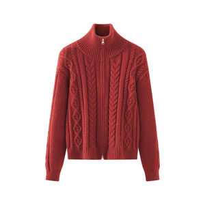 Cárdigan de <span class=keywords><strong>Punto</strong></span> V-times China 2025 para <span class=keywords><strong>Mujer</strong></span> Estilo Retro con Cuello Alto, Torsiones y Doble Cremallera, <span class=keywords><strong>Chaqueta</strong></span> Suelta de Otoño Estilo Coreano - Product Image 3