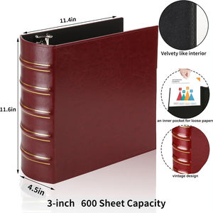 <span class=keywords><strong>Carpeta</strong></span> de cuero Retro A4 3 agujeros <span class=keywords><strong>tipo</strong></span> D <span class=keywords><strong>carpeta</strong></span> protectores de esquina de latón <span class=keywords><strong>carpeta</strong></span> de archivos artificiales para oficina profesional y escuela - Product Image 2