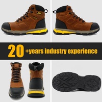 Bottes de sécurité de travail imperméables Tiger Master CE S3, embout en fibre de verre, anti-perforation, cuir véritable marron de haute qualité, semelle en caoutchouc EVA
