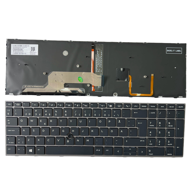 New ZBOOK 15 G5/G6 LED Backlit Plastic Ultra Thin Keyboard Frame SWEDISH/FINNISH Layout Laptop Keyboard Black in Stock