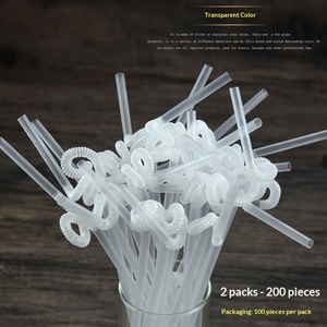 Pailles à boire jetables flexibles, pailles en plastique pour cocktails et jus, avec dessus bouclé, pour bars et fêtes, usage unique, en vrac - Product Image 6