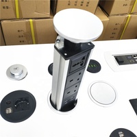 Enchufe de Corriente de 3 Tomas AC para Reino Unido, Color Blanco, Negro y Plateado, 90 mm, Enchufe de Mesa, Enchufe Extraíble, Cargador USB para el Hogar, la Oficina y la Cocina