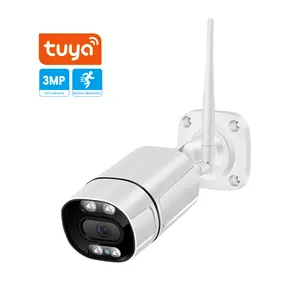 Kamera CCTV Luar Ruangan Nirkabel dengan Penglihatan Malam, 3MP, Penglihatan Malam, Deteksi Gerakan, P2p, Keamanan Pintar Tuya, IP WiFi