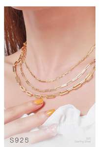 <span class=keywords><strong>Collier</strong></span> minimaliste <span class=keywords><strong>en</strong></span> or véritable 14 carats sur <span class=keywords><strong>argent</strong></span> sterling S925 <span class=keywords><strong>massif</strong></span>, chaîne à maillons plats <span class=keywords><strong>en</strong></span> forme <span class=keywords><strong>de</strong></span> trombone italien pour filles, femmes et hommes - Product Image 3