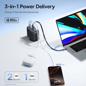 <span class=keywords><strong>Cargador</strong></span> Rápido <span class=keywords><strong>Baseus</strong></span> de <span class=keywords><strong>100W</strong></span> para Tablet y Laptop, Cable USB C Retráctil, <span class=keywords><strong>Cargador</strong></span> para Teléfono iPhone y Samsung - Product Image 2