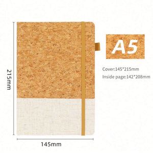 Cuaderno A5 con Correa de Corcho, Imitación Piel PU, Ecológico, con Tela de Paja, Libreta de Negocios - Product Image 5