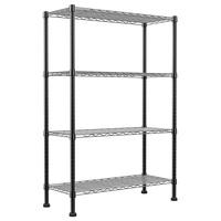 14.1 "D X 30" W X 54 "H Étagères de rangement en métal noir à 4 fils Étagères réglables Étagères de rangement sur pied