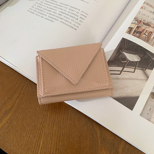 Women's New Lychee Patterned <strong>Mini</strong> Card Wallet with RFID Contrast Color Change Three-fold Buckle and Card Clip - Product Image 4