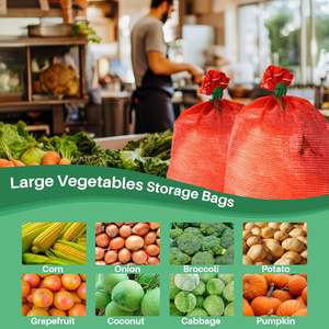 Bolsas de malla grandes personalizables para productos agrícolas, 60 lb, reutilizables, lavables, transpirables, con cordón, para cebollas y patatas - Product Image 4