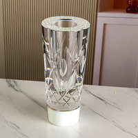 Wohndekor Kristall-Blumenvase K9 Quadratisch Facettiert Handgefertigt Moderne Hochzeits-Tischvase für Bankett Restaurant Wohnzimmer Esszimmer
