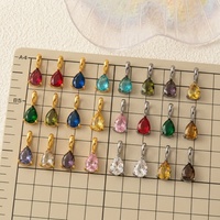 Pendentif Breloque Goutte d'Eau Populaire en Acier Inoxydable 316L Plaqué Or 18K avec Zircon Taillé Poire, 12 Pierres de Naissance, pour Collier DIY, Cadeau Bijou