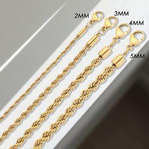 Emanco 도매 힙합 2mm 3mm <span class=keywords><strong>4mm</strong></span> 5mm 로프 체인 <span class=keywords><strong>14k</strong></span> 솔리드 골드 도금 목걸이 트위스트 로프 체인 목걸이 남성용 - Product Image 6
