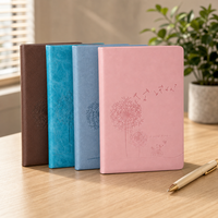Carnet A5 en cuir PU gaufré pissenlit, ligné, 140 feuilles, 6 couleurs, journal de bureau, papeterie, vente en gros
