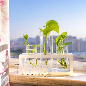 Vaso de madeira com suporte de madeira, vaso de madeira com flores nórdicas para decoração de casa, vaso de madeira sólida e letras de amor - Product Image 3